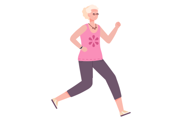 Download Jogging Senior Woman. Happy Active Femal - Happy Collection