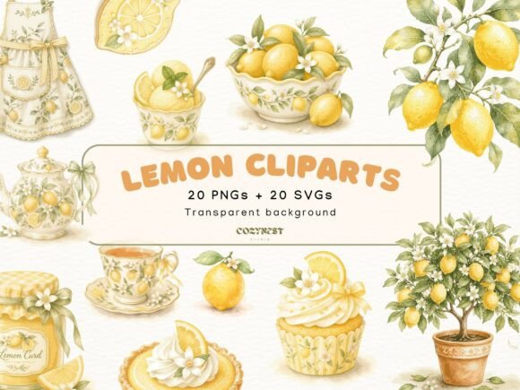 Download Lemon Watercolor Cliparts, Summer Bakery - Baker Collection