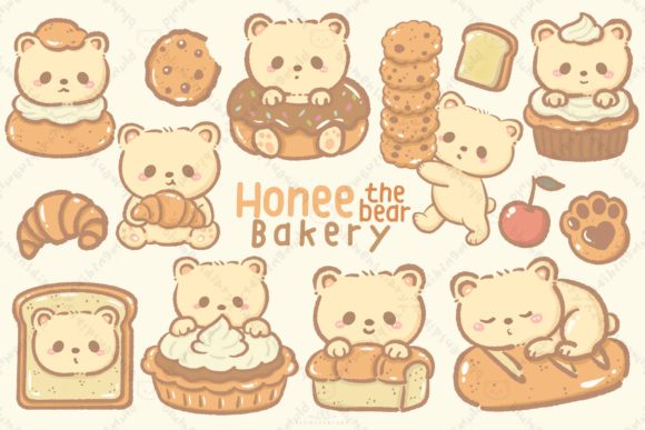 Download Kawaii Bear Bakery Clipart - Baker Collection
