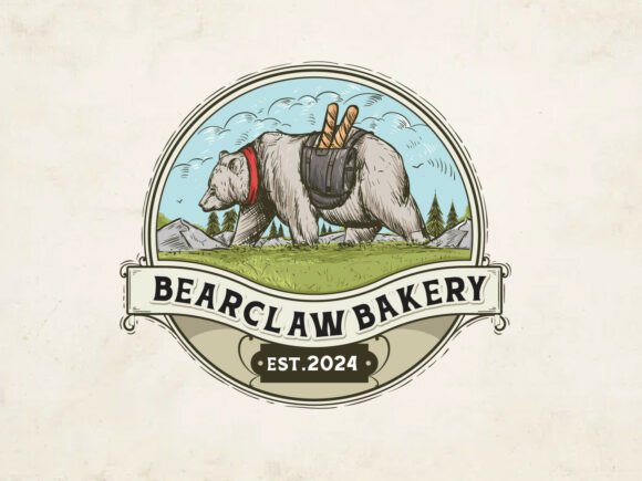 Download Bearclaw Bakery Logo Vintage Hand-Drawn - Baker Collection