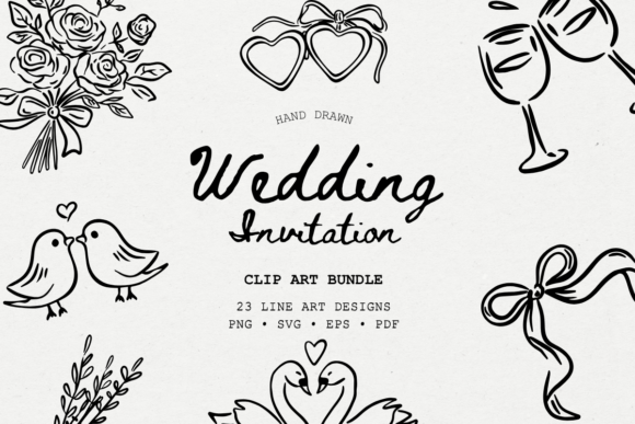 Download Hand Drawn Wedding Clip Art Bundle - Wedding Collection