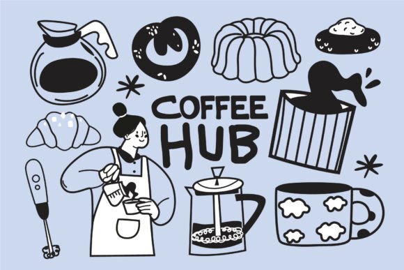 Download Coffee &amp; Bakery Doodles Vector Clipart - Baker Collection